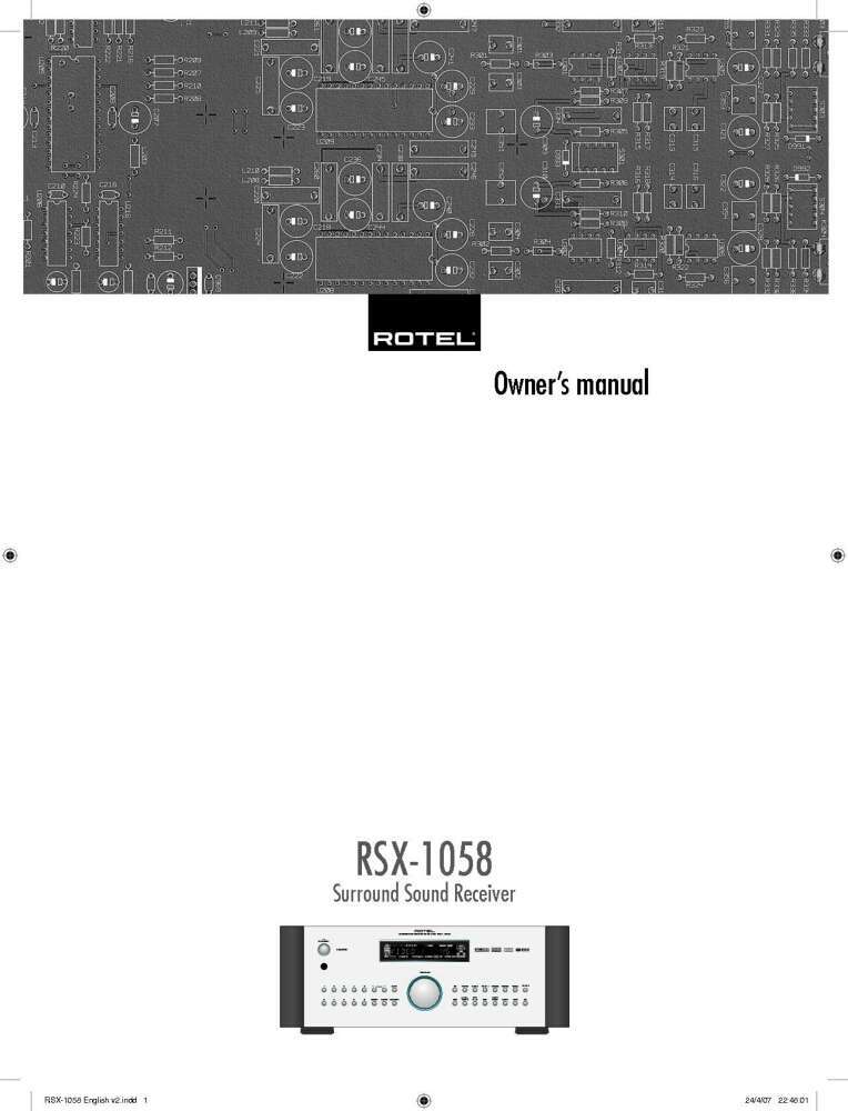 Rotel RSX-1058 Surround Receiver Owners Manual
