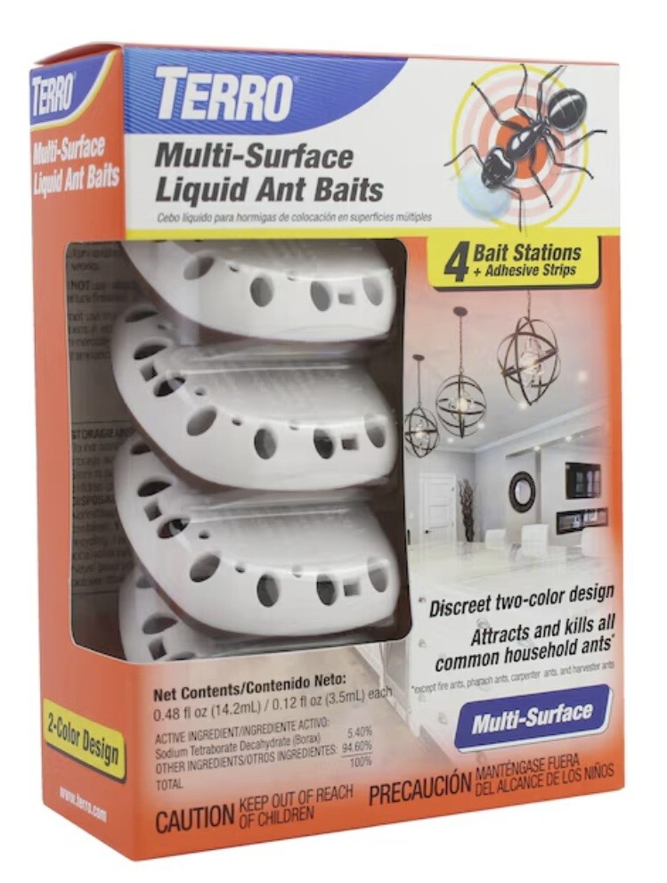 Terro T334B Multi-Surface Liquid Ant Baits with Bait Station & Adhesive Strips