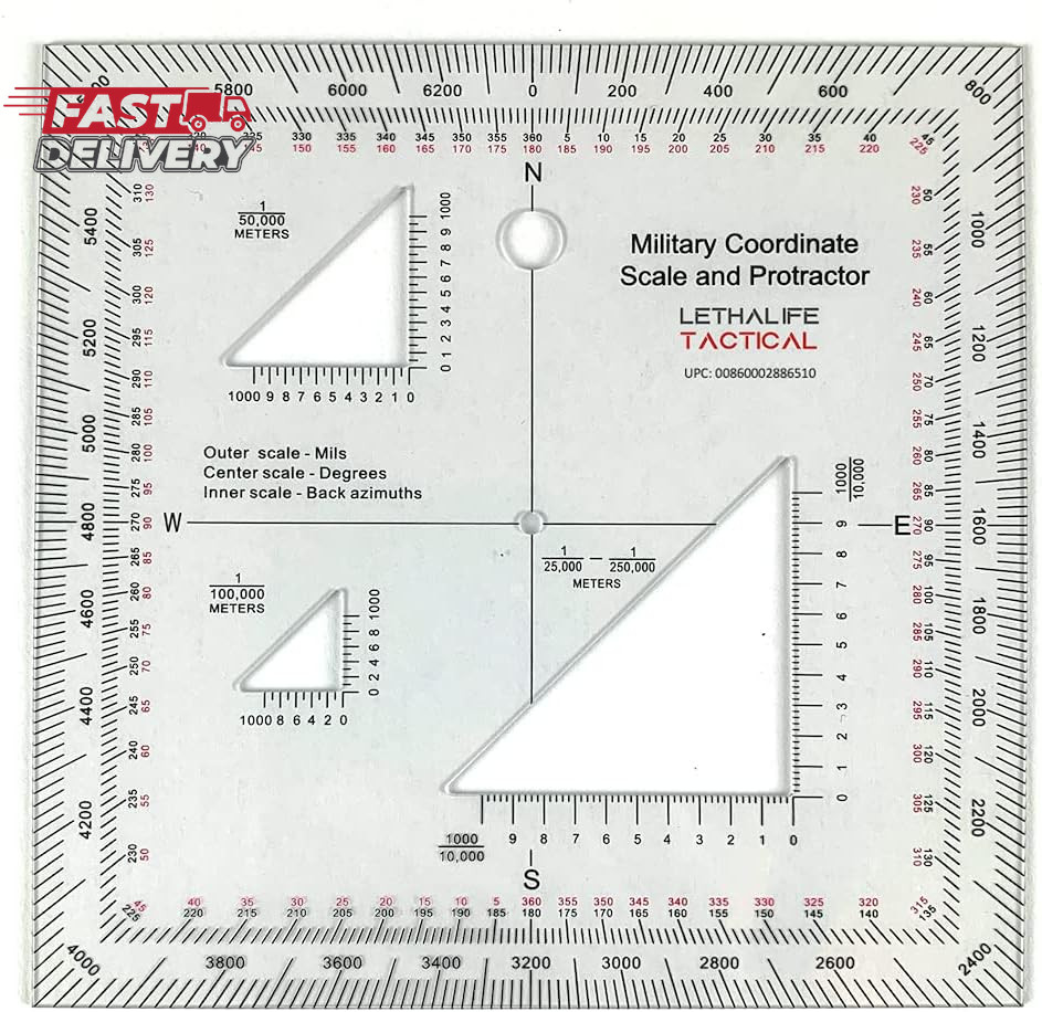 Military Protractor - Perfectly Cut for Land Nav