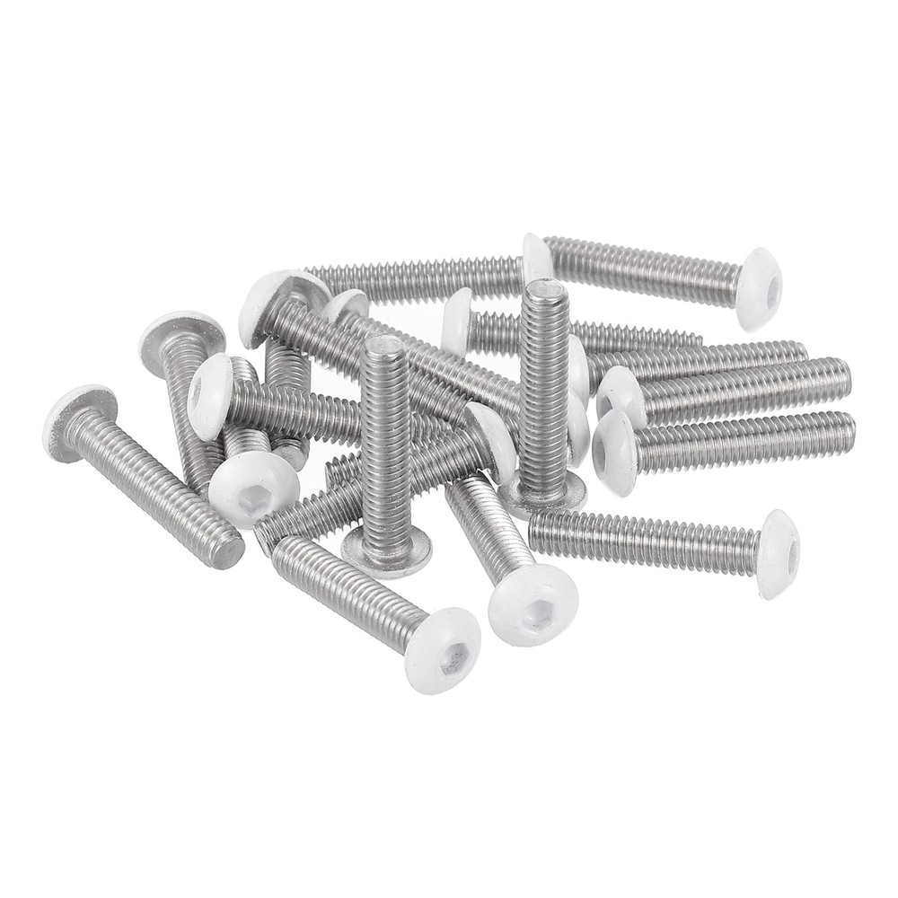 20 Pcs M4-0.7 x 20mm Button Head Socket Cap Screw Machine Screw, White