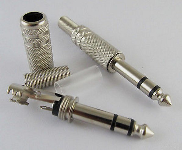 100 Pack 1/4" 6.35mm Stereo TRS Audio Cable Spring Connector Solder Plug Jack
