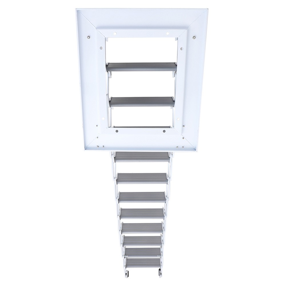 12-Step Folding Ladder Wall-mounted Telescoping Loft Ladder Folding Stairs