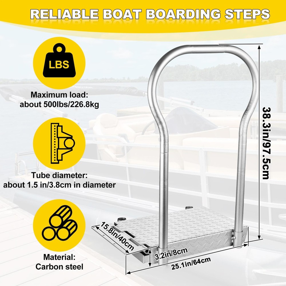 Foldable Boat Boarding Platforms W/Handrail Dock Extension Step Load 500lb