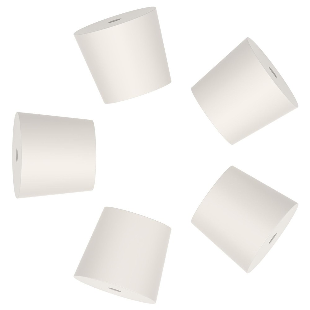 Solid Rubber Stopper 5-Pack #6 with Single Hole for Lab Airlock Seal