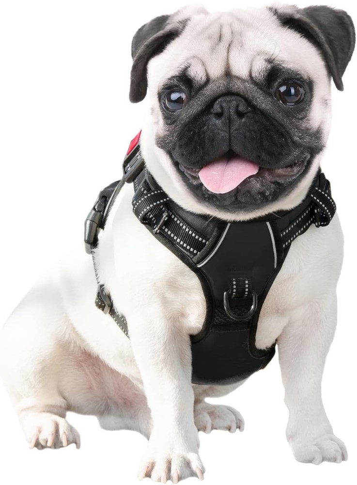 Comfortable No-Pull Dog Harness with Reflective Material & Handle - Small, Black