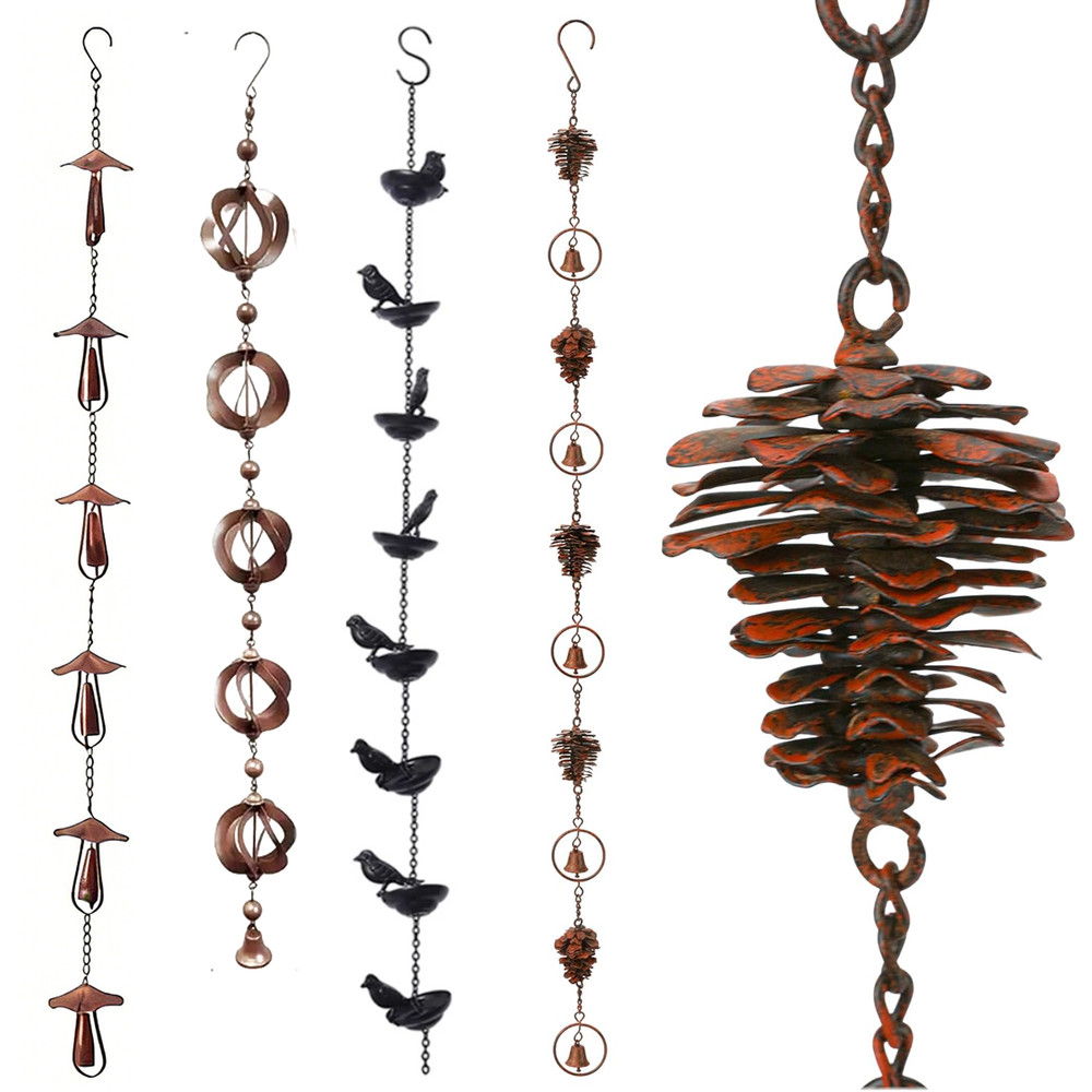 Gutters Rain Chain Direct Square Link Rain Chain Vintage Gutter Chain with Hooks
