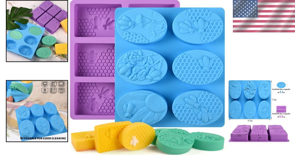 Versatile Silicone Soap Molds - Rectangle & Oval Shapes for Easy Baking