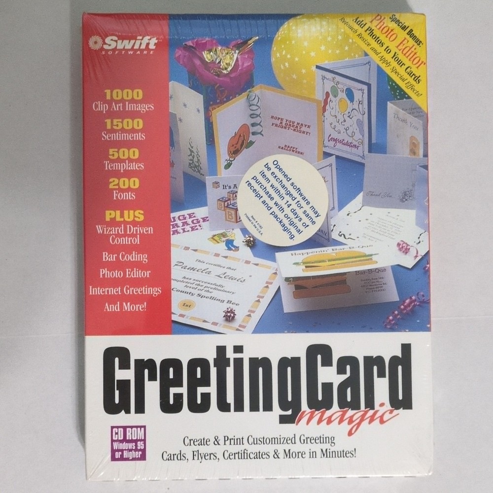 Swift Software GreetingCard Magic CD Desktop Publishing Windows 95 or Higher