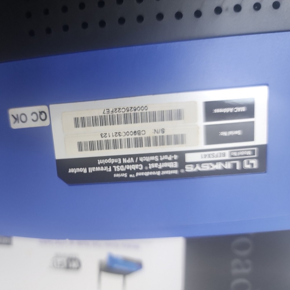Linksys EtherFast Firewall Router 4 Port, BEFSX41 (T68)