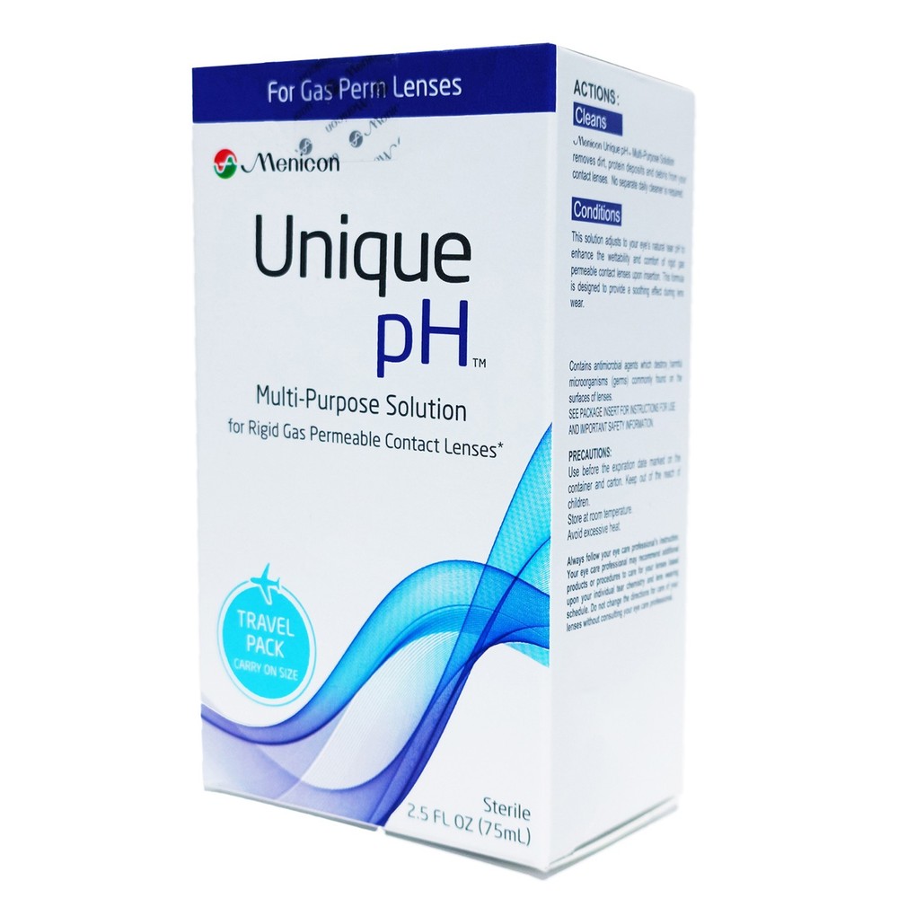 Menicon Unique pH Travel Size Multi-Purpose Solution 2.5 fl oz + RGP Lens Case