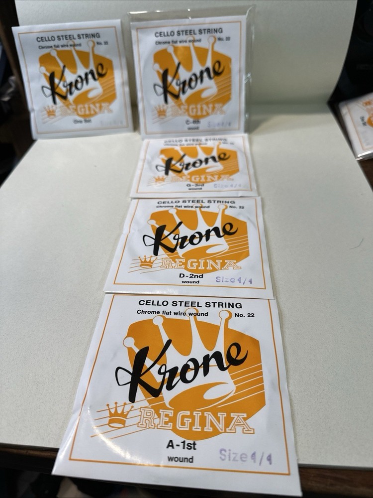 Krone Cello Strings Set Size 4/4 Made In Germany Chrome Flat Wire Wound