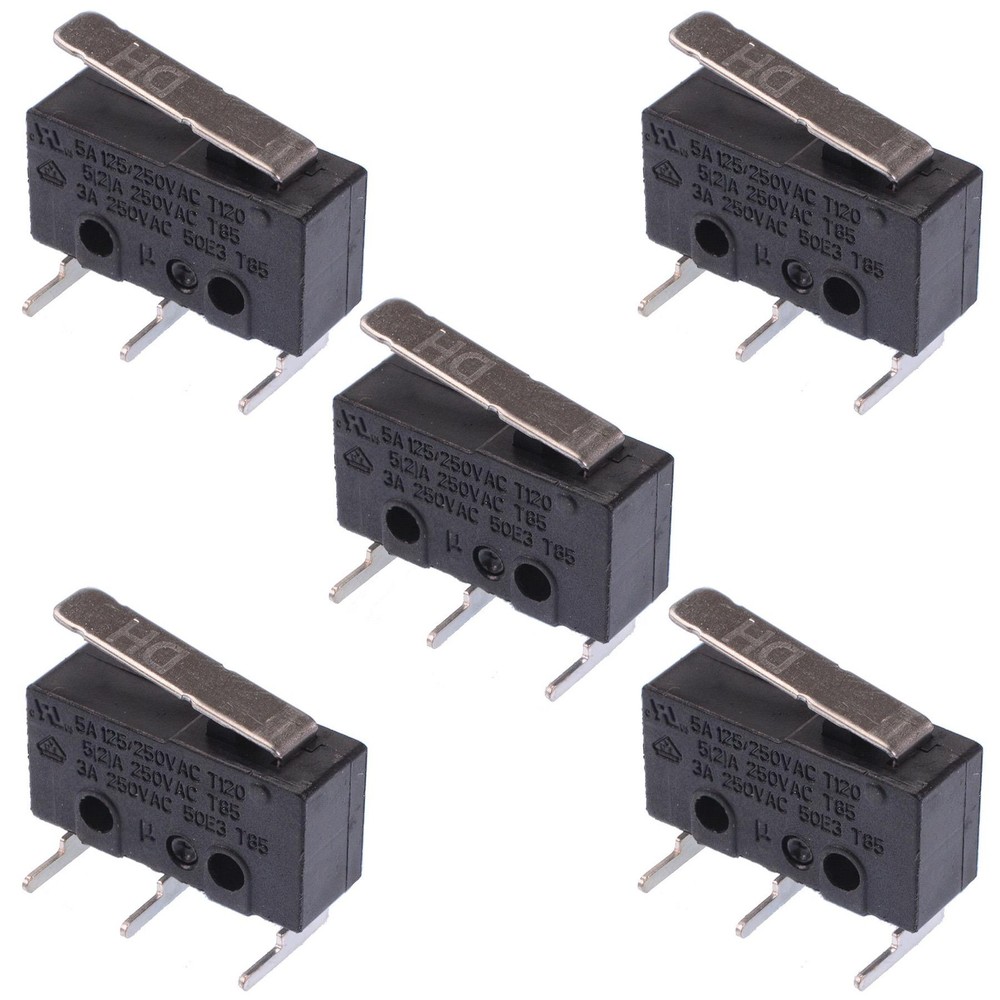 5 x 17mm Lever Horizontal PCB V4 Miniature Microswitch SPDT 5A