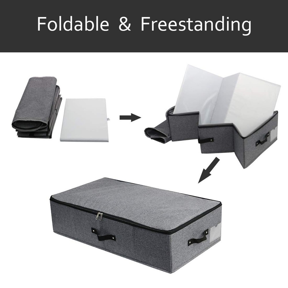29.5"*15"*7", Rigid Under Bed Garment Storage Bins, Folding & Washable, Soft ...