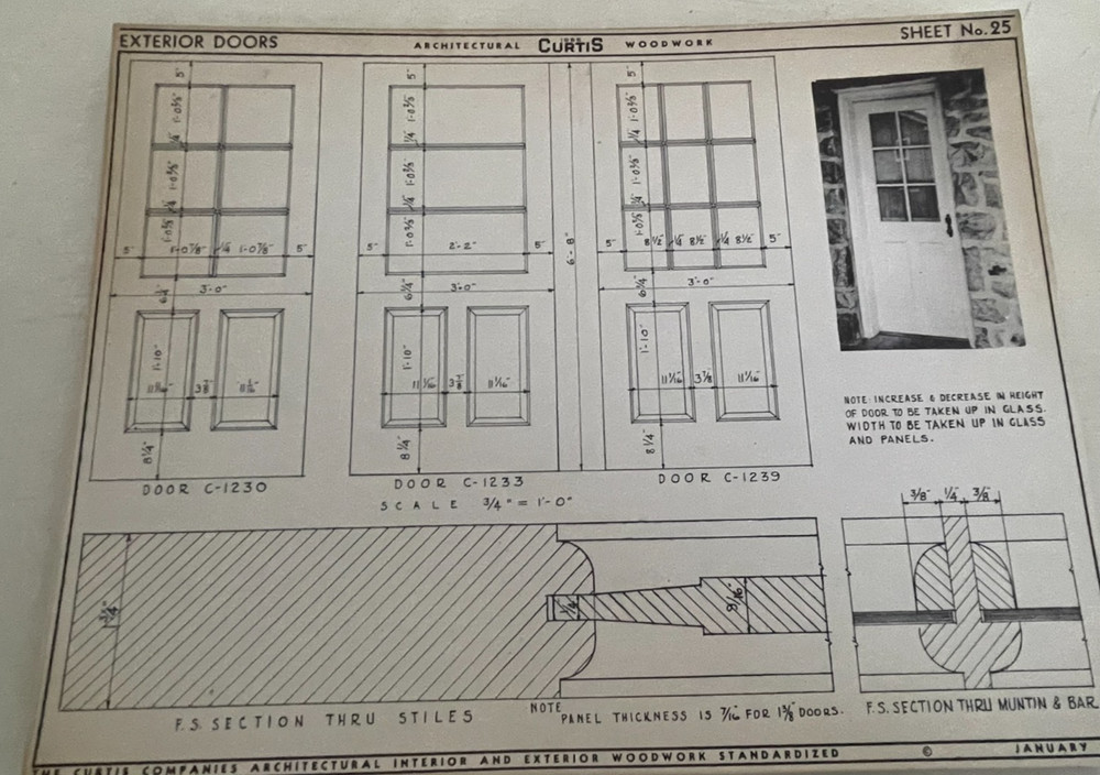1938 CURTIS ARCHITECTURAL WOODWORK DETAILS, DOORS, WINDOWS, FRAMES, MANTELS