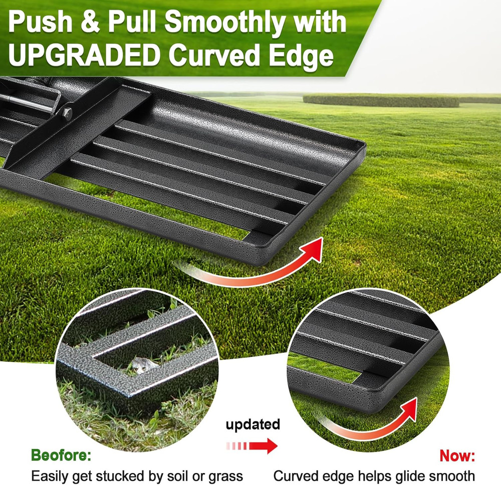 Lawn Leveling Rake, 30"X10" Levelawn Tool, 6FT Adjustable Handle Leveling Tool H