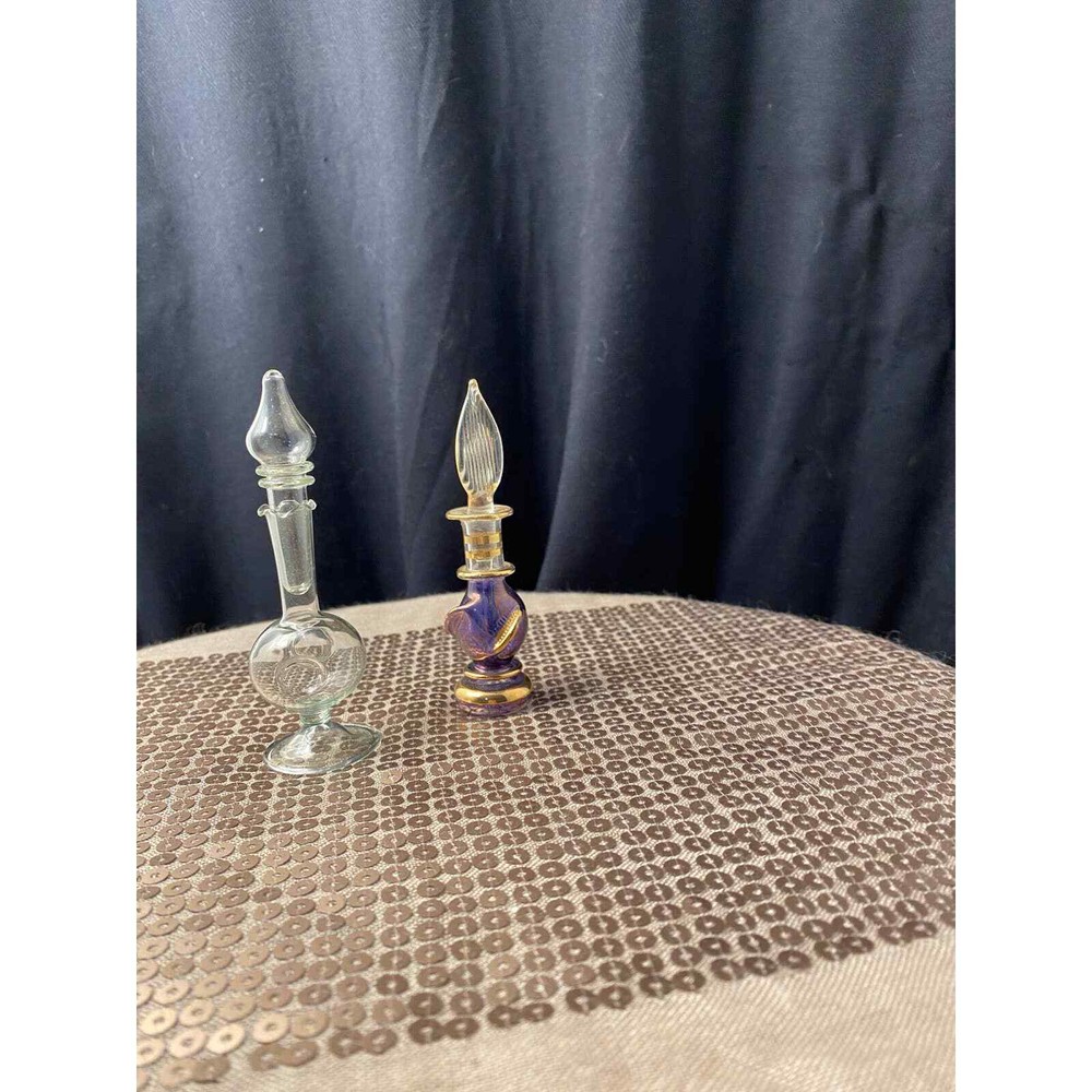 Pair (2) Very Small Perfume Bottles with Stoppers.