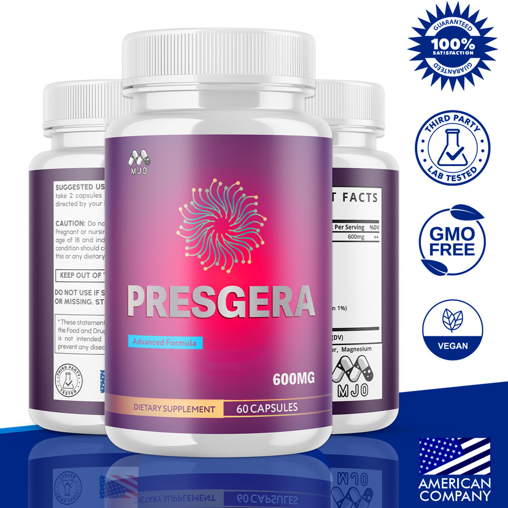 (5 Pack) Presgera Advanced Nerve Support Strength Formula Pres Gera 300 Capsules
