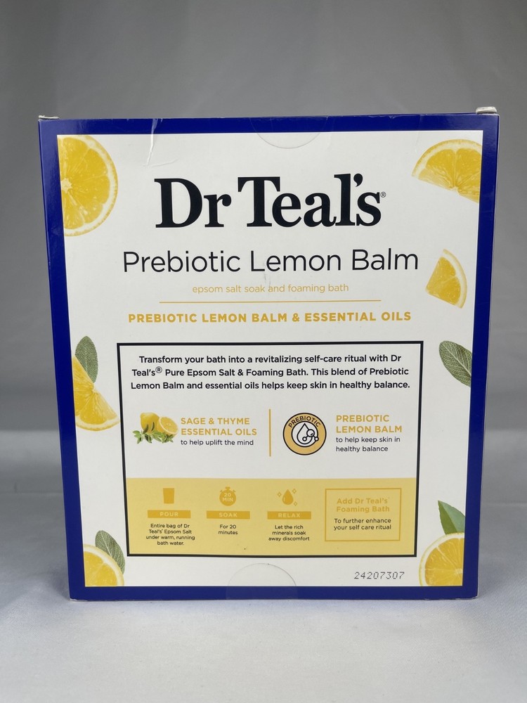 Dr Teal’s Prebiotic Lemon Balm Foaming Bath & Epsom Salt Bath Bathtime Bundle