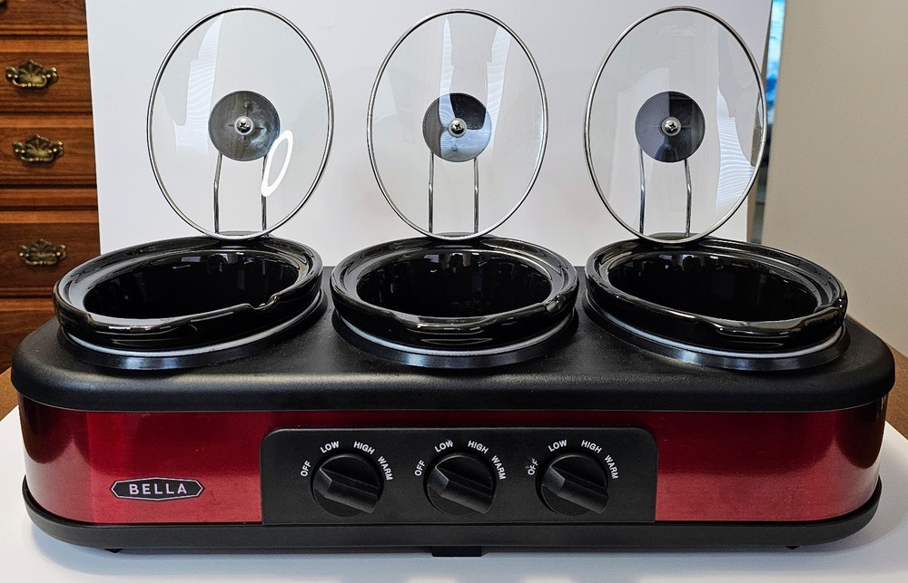 Bella Triple Slow Cooker and Buffet Server Red YDE1121