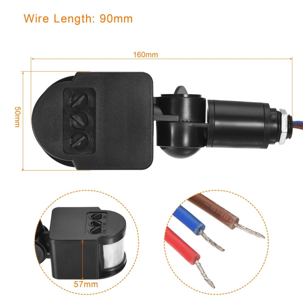 Motion Sensor Sensor 24V Infrared PIR Detector Switch Black