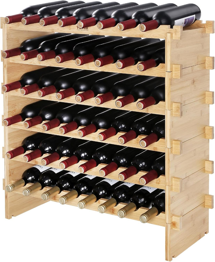 6-Tier 48 Bottles Stackable Modular Wine Rack, Freestanding Wines Holder Display