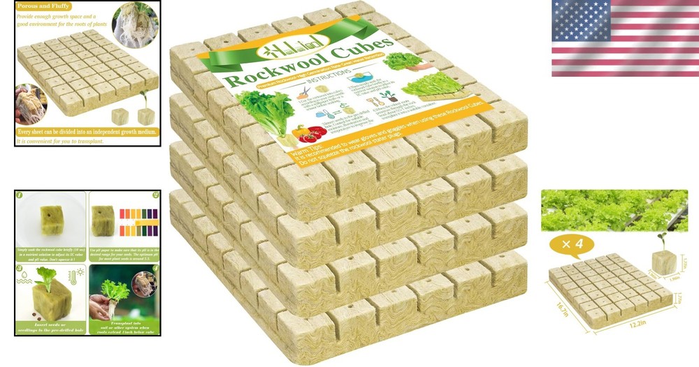 192 Plugs Rockwool Cubes Hydroponics Germination Seedlings