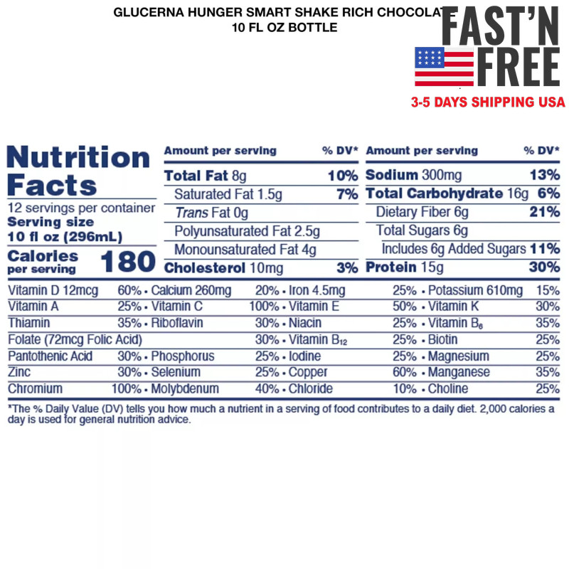 [2 Pack] Glucerna Hunger Smart Diabetic Protein Shake, Classic Chocolate, 10oz