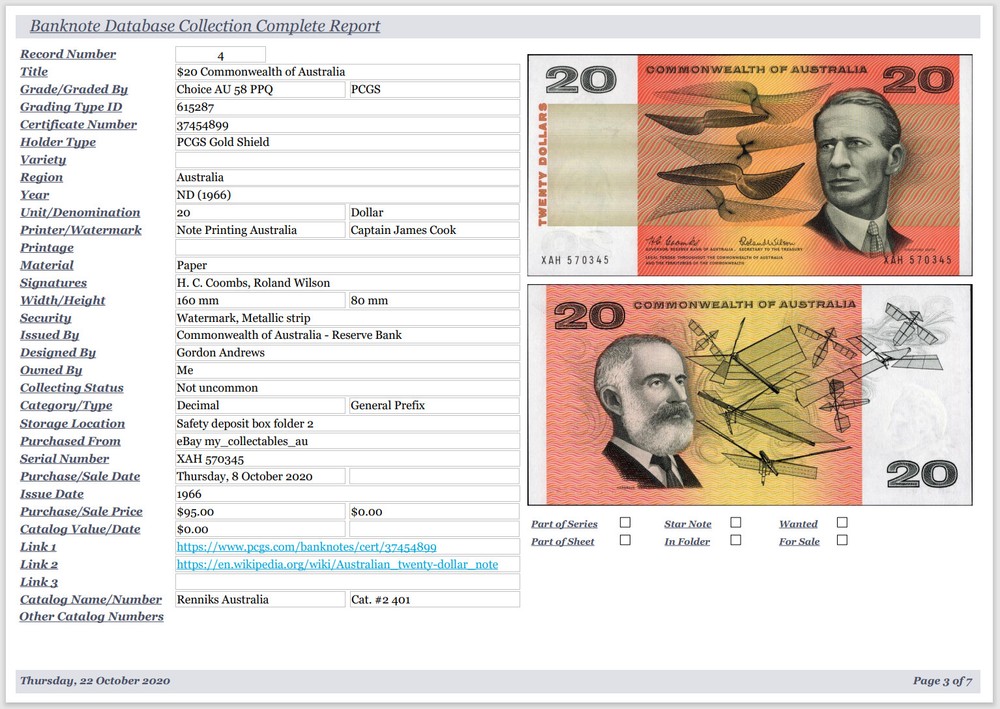 Banknote Collector Database Professional Software for Windows