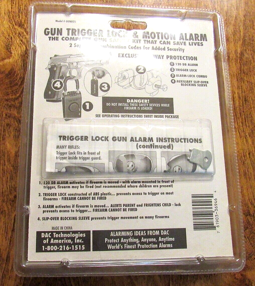 DAC GUN TRIGGER LOCK AND MOTION ALARM NEW!!!