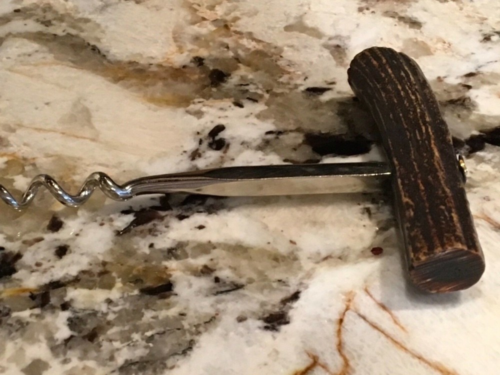 English Horn Handle Corkscrew Wine Bottle