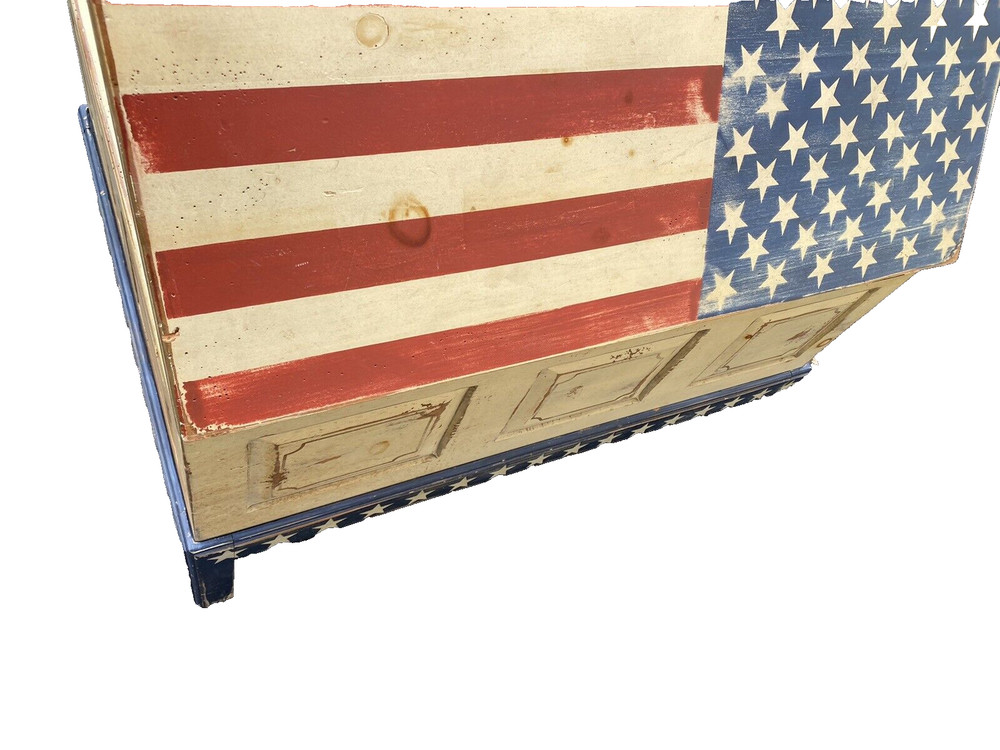 65174 Rustic Primative Coffee Table with STORAGE Americana Flag Design