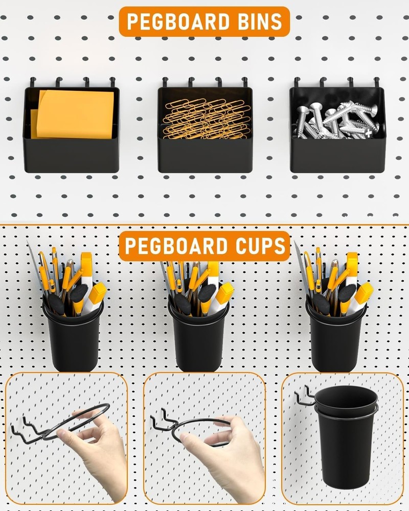30PCS Peg Board Organizer Accessories Kit, Pegboard Hooks Assortment