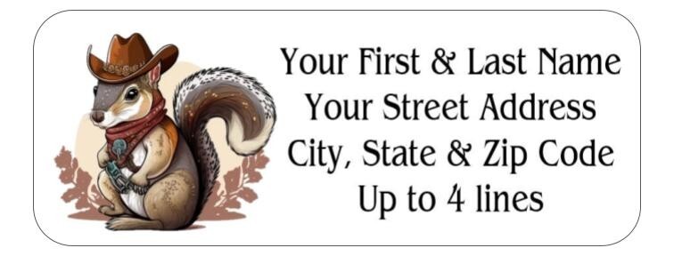 150 Cowboy Squirrel Western Mailing Return Address Labels Personalized