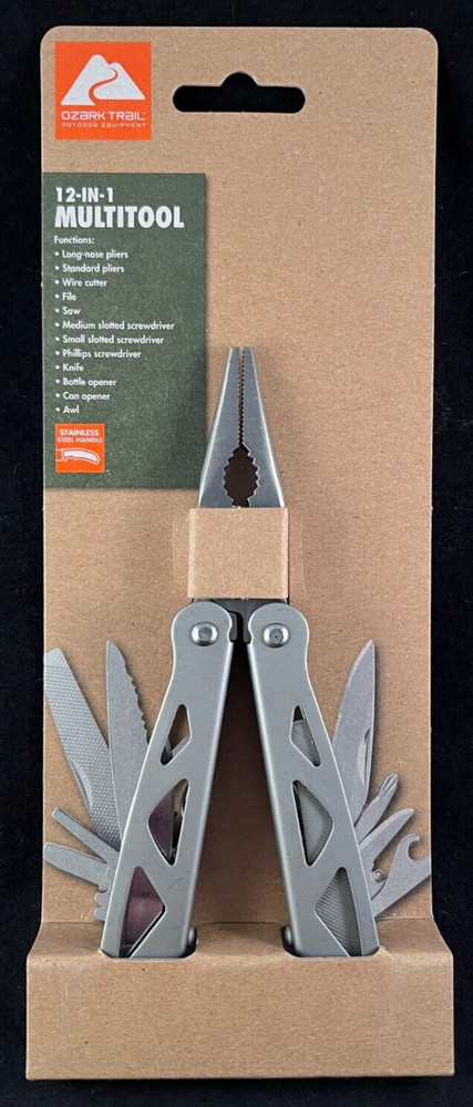 Ozark Trail - 12-in-1 Multi-Tool - Stainless Steel Handle - Silver