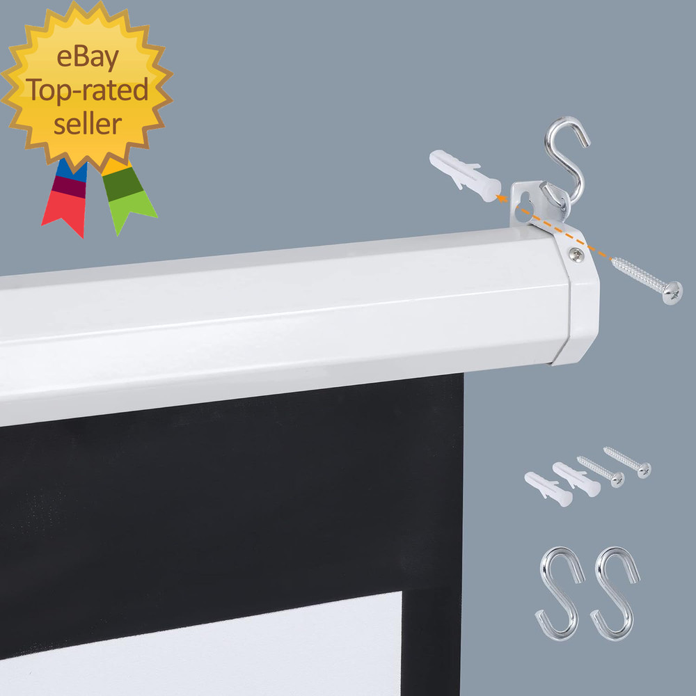 120'' Projector Screen, Retractable Projection Screen Manual Pull down HD Screen