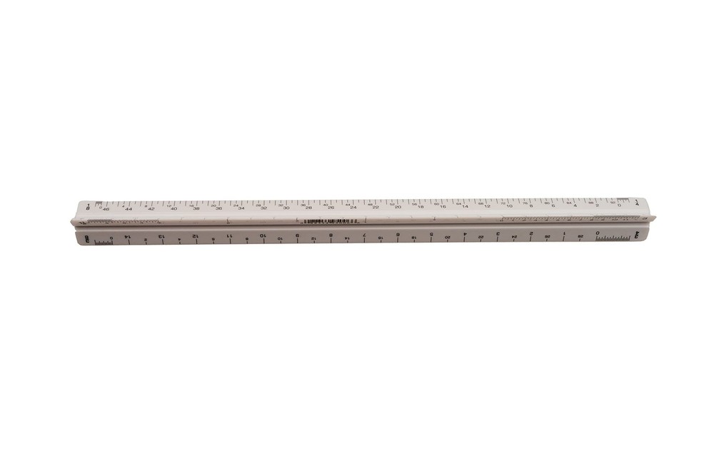 Architect Triangular Scale Ruler 12" Model 110P White with Black Graduations, Ar