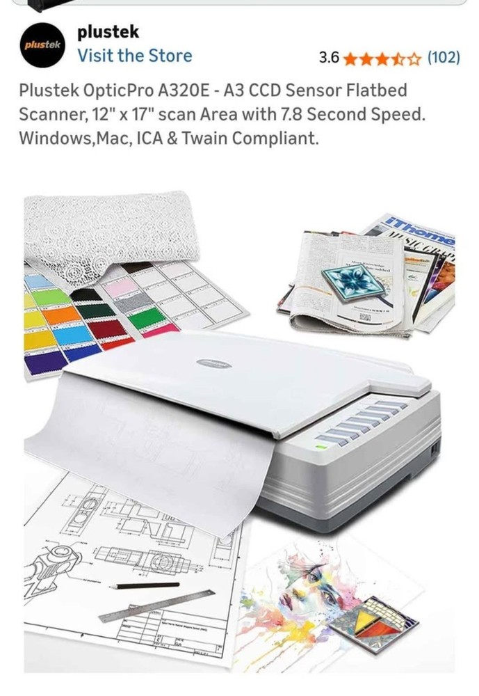 Plustek OpticPro A320E Flatbed Scanner
