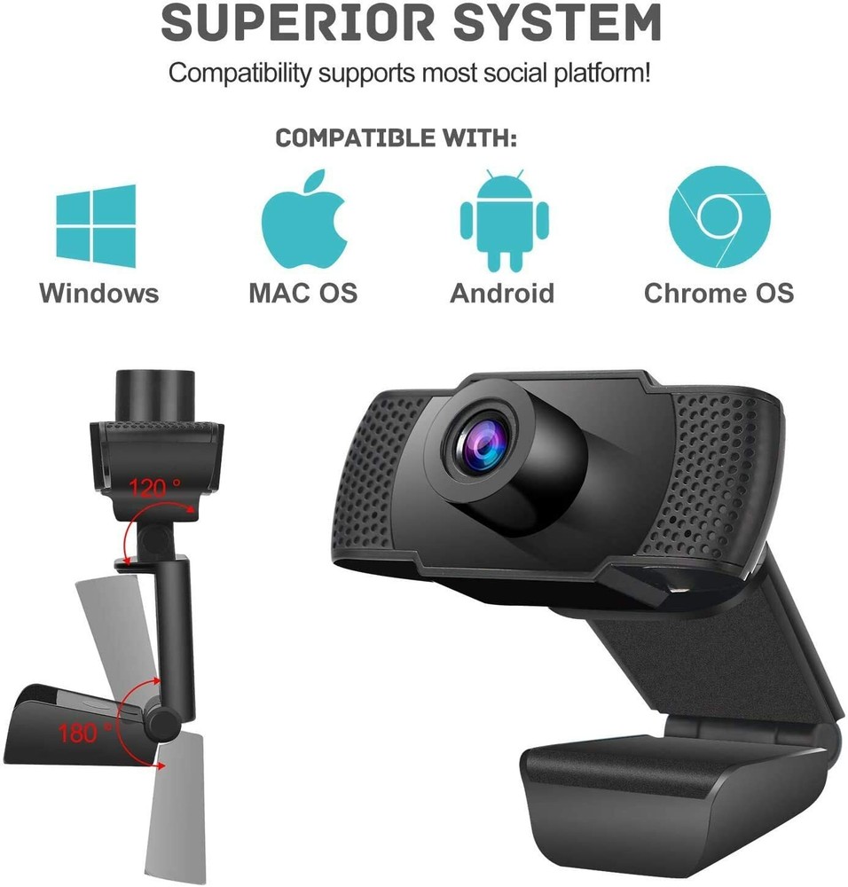 2020 Webcam 1080p HD Computer Camera, USB 2.0 Desktop Laptop Computer Web Camera