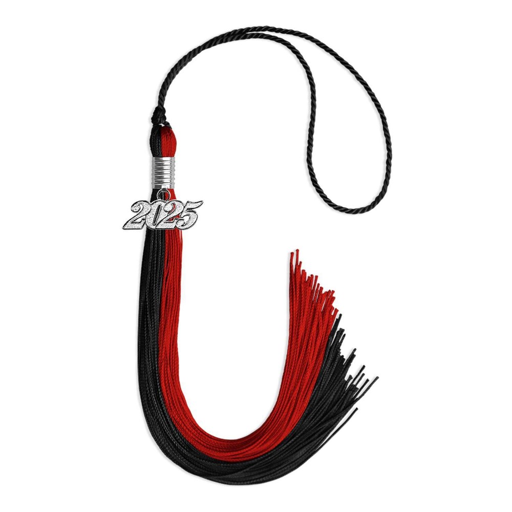 Endea Graduation Black/Red Tassel with Silver Date Drop