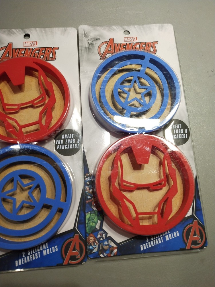 NEW Marvel's Avengers 4 Silicone Egg & Pancake Breakfast Molds double pack