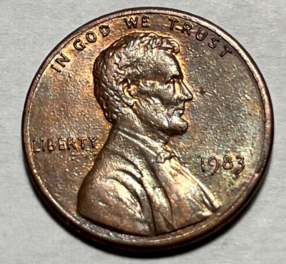1983 Penny Error Die Crack Through TRUST & Strike Though Grease