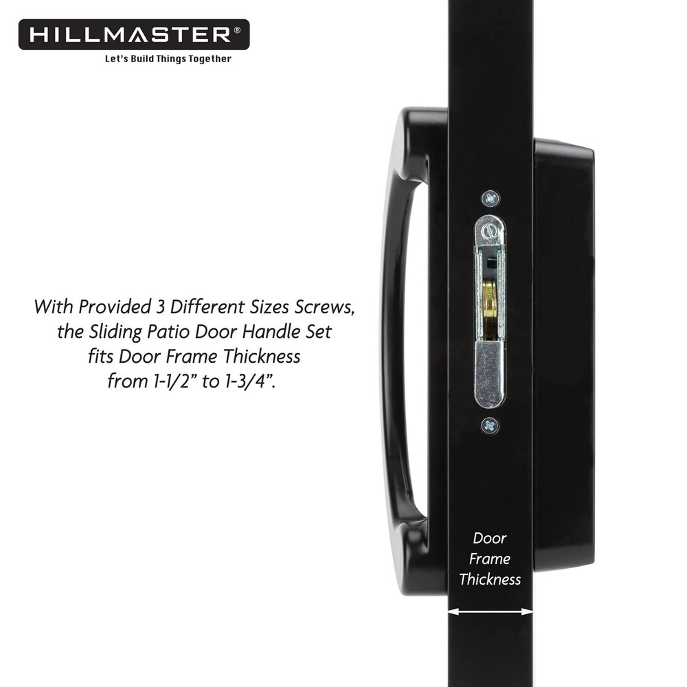HILLMASTER Patio Door Handle Set with + Mortise Lock, Black