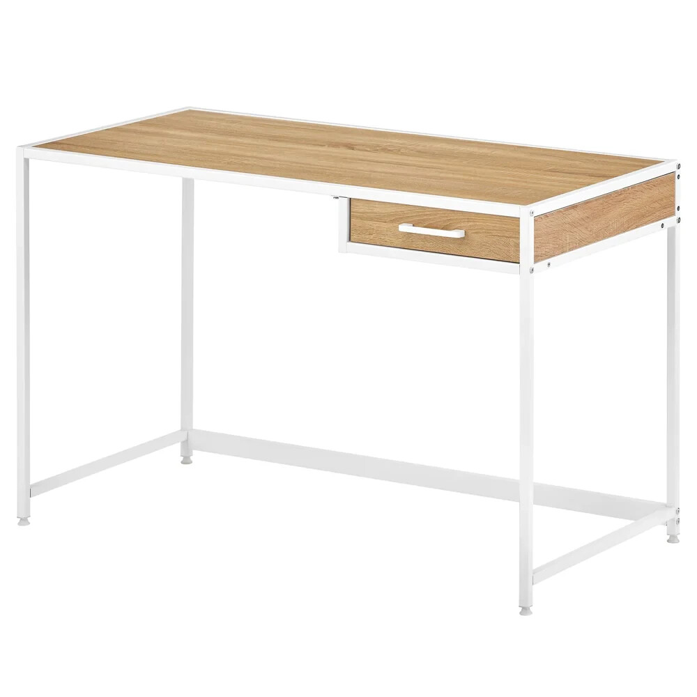 mDesign METAL + WOOD DESK WITH PULL-OUT DRAWER