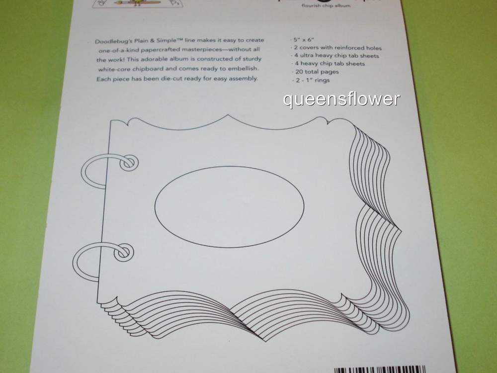 DOODLEBUG DESIGN PLAIN & SIMPLE FLOURISH CHIP ALBUM 5"X6"
