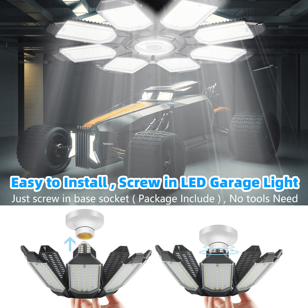 LED Garage Light 9000000LM Super Bright Work Shop Ceiling Light Deformable Bulb
