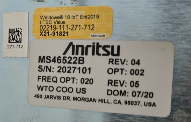 Anritsu MS46522B Vector Network Analyzer Error ABDEGH Parts Repair