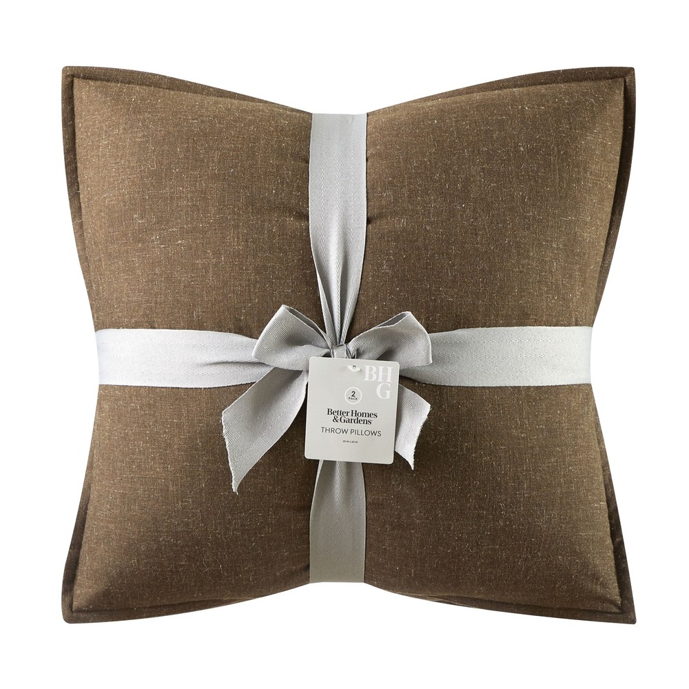 2-Pack Linen Pillows 20"x20" Brown Basket