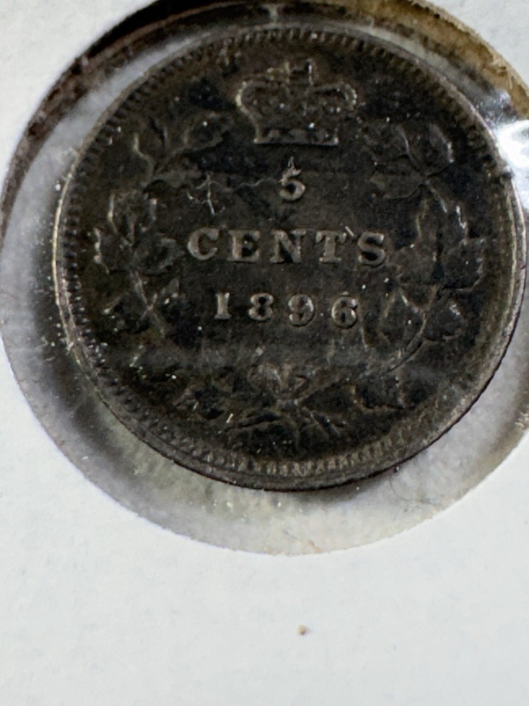 1896 Canada 5 Cents Silver Coin