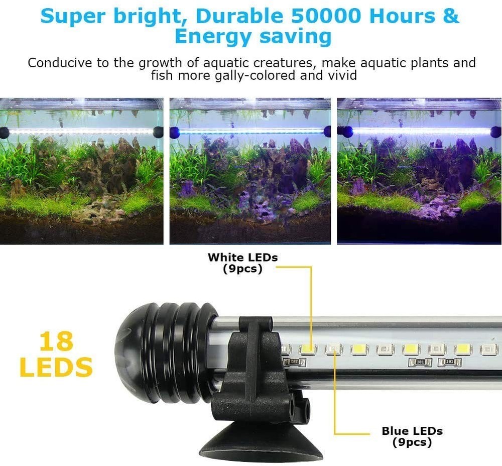 AquariumBasics Aquarium Light for 7.5 inch （Timer & Dimming function), White