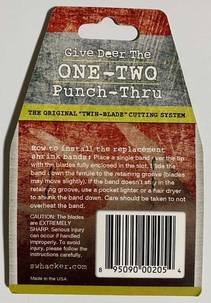 Swhacker Broadheads 2 Blade 100 Grain Replacement Shrink Bands - Yellow 18 Pack